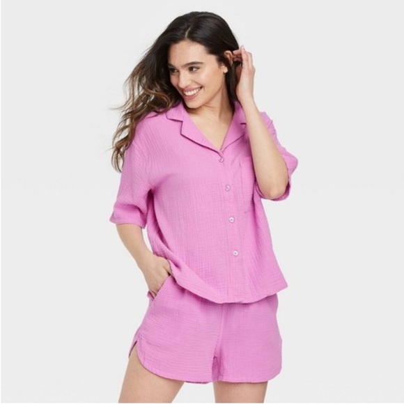 stars above Tops - Stars Above NWT❗️BUNDLE SET❗️2 Piece Cotton Guaze button down shirt short set